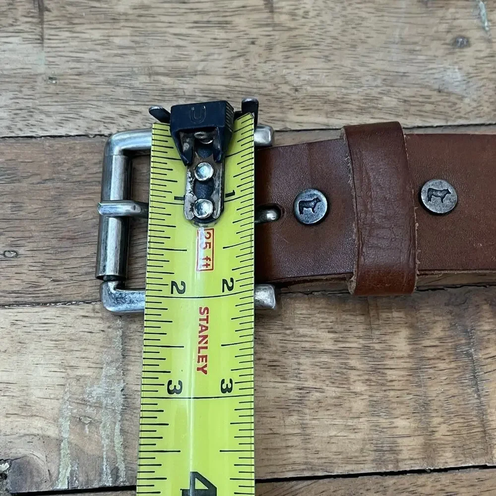 Will Belt Men's 34 Hand Crafted Genuine Leather Belt Brown Silver Buckle Mexico